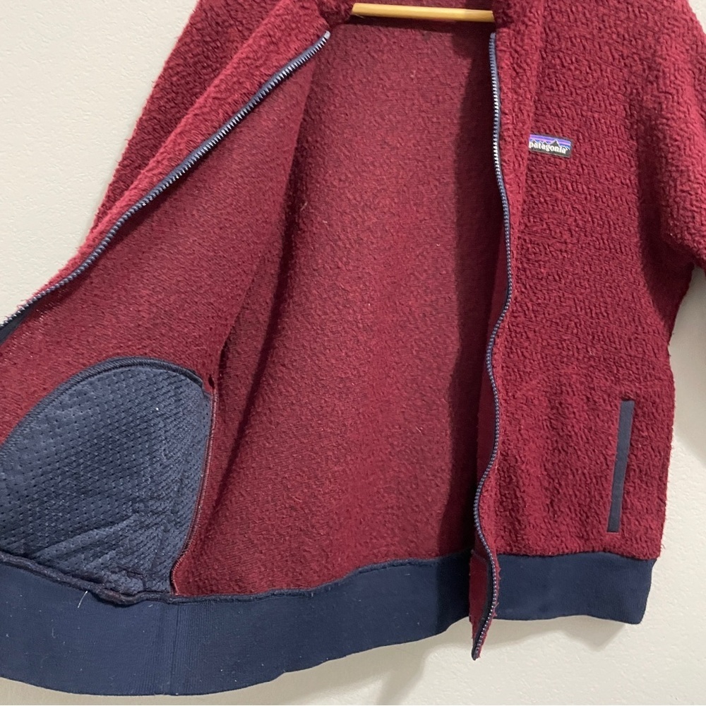 Patagonia Woolyester Fleece Jacket Full Zip Oxide Red Blue Womens Large L - Picture 11 of 16